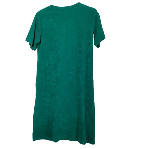 Vintage La Serren Swim Cover Up House Dress Women Small Jade Green Zip Flower - Picture 2 of 7